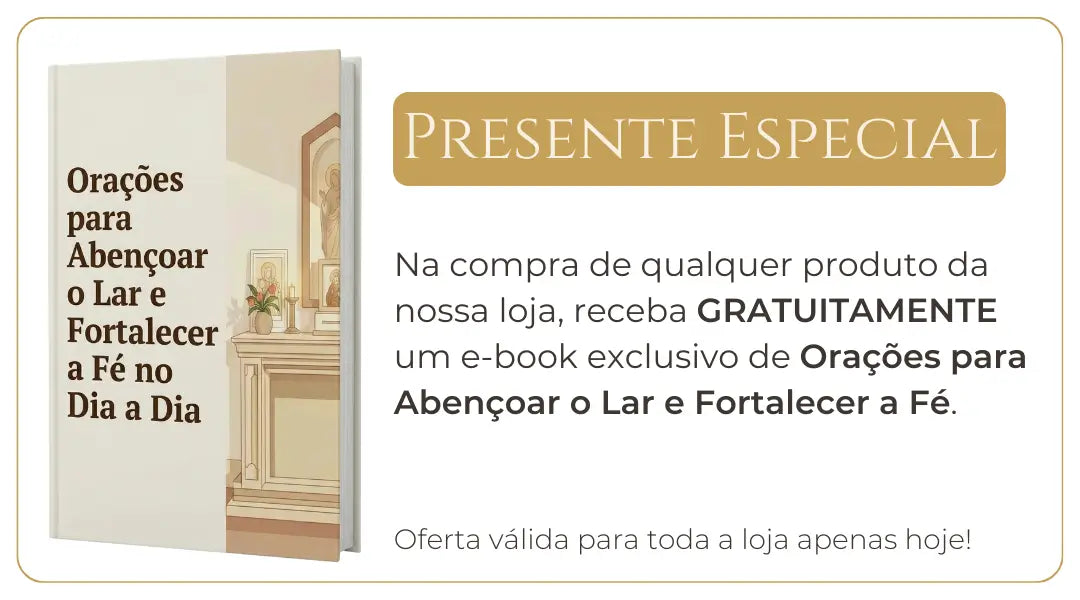 E-book religioso da Sacralle com orações para abençoar o lar e fortalecer a fé, oferecido como presente na compra de qualquer produto
